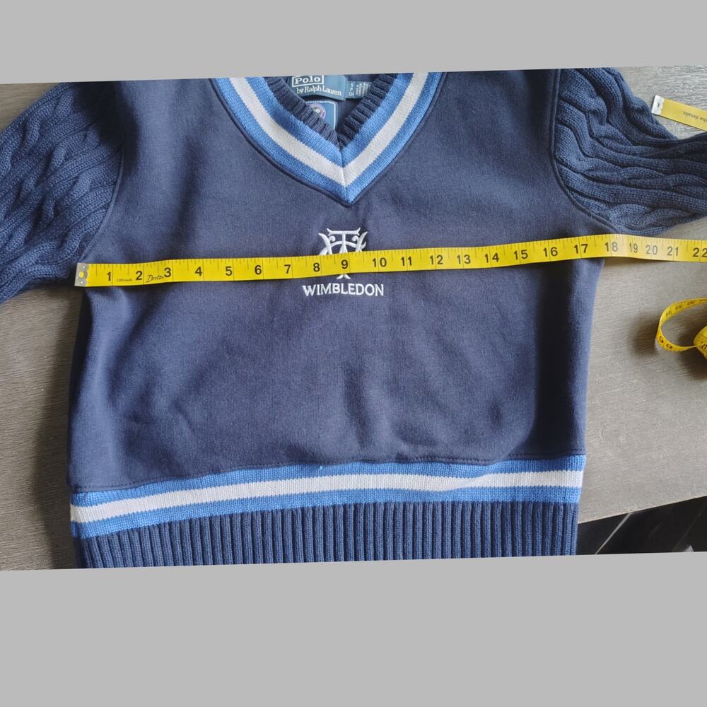 Polo Ralph Lauren Wimbledon 2026 Hybrid Cable Knit Sweatshirt Navy Small - Picture 7 of 16